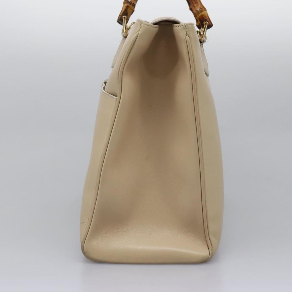 GUCCI Bamboo Hand Bag Leather 2way Beige Gold 002 2855 0322 0 Auth 118505 - Picture 3 of 16